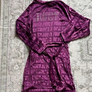 Juicy Couture Purple Logo Velour Wrap Robe